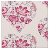 赤いフローラハート ファブリック (クローズアップ)