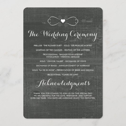 赤いフローラバラウッドゴシック結婚式 プログラム (裏面)