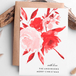赤いフローラバラクリスマスホリデーNoフォトカード シーズンカード