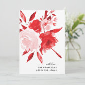 赤いフローラバラクリスマスホリデーNoフォトカード シーズンカード (スタンド正面)