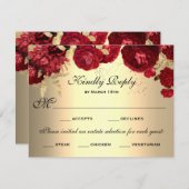 赤いフローラバラ金ゴールドの食事の選択 出欠カード (正面/裏面)