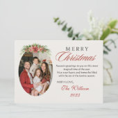 赤いフローラパーソナライズされた写真クリスマスグリーティング シーズンカード (スタンド正面)