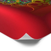 赤いフローラフラクタル ポスター (角)