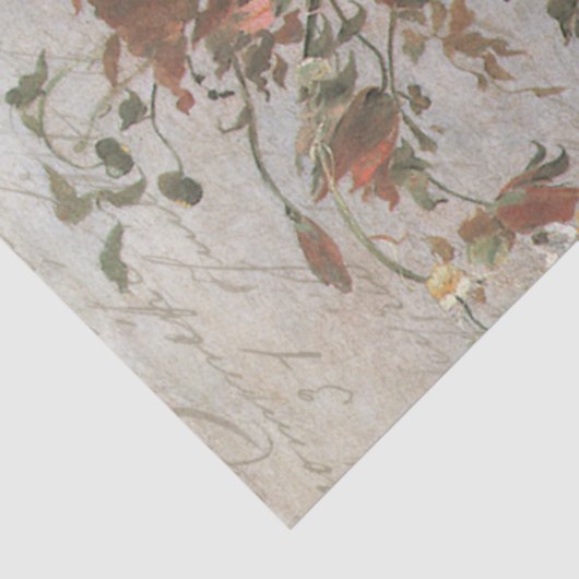 赤いフローラブーケヴィンテージ花瓶の鳥の切り離し 薄葉紙 (詳細)