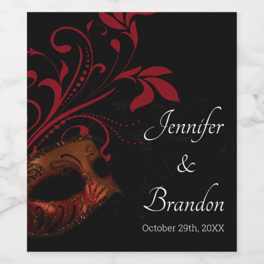 赤いフローラマスク ワインラベル (シングルラベル)