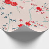 赤いフローララッピング紙 ラッピングペーパー (角)