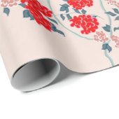 赤いフローララッピング紙 ラッピングペーパー (ロールコーナー)
