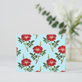 赤いフローラヴィンテージパターン ポストカード (スタンド正面)