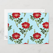 赤いフローラヴィンテージパターン ポストカード (正面/裏面)