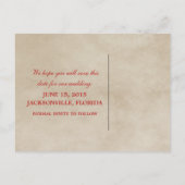 赤いフローラヴィンテージ日付ポストカードの保存 案内ポストカード (裏面)