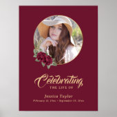 赤いフローラ写真追悼歓迎サイン ポスター (正面)