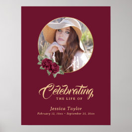 赤いフローラ写真追悼歓迎サイン ポスター