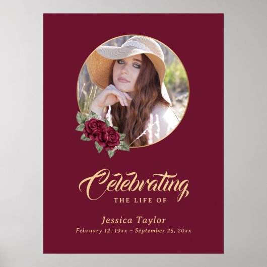 赤いフローラ写真追悼歓迎サイン ポスター (正面)