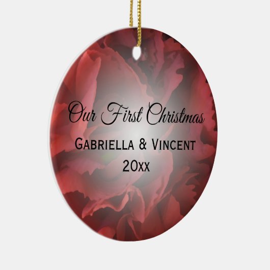赤いフローラ初めてのクリスマスを一緒に セラミックオーナメント (右)