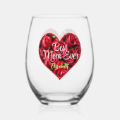 赤いフローラ最高のハートお母さモダンん日 ステムなしワイングラス (正面)