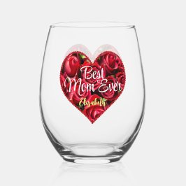 赤いフローラ最高のハートお母さモダンん日 ステムなしワイングラス