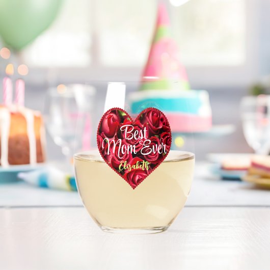 赤いフローラ最高のハートお母さモダンん日 ステムなしワイングラス (インサイチュ (バースデー))
