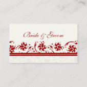 赤いフローラ結婚のテーブルプレイス設定カード プレイスカード (裏面)