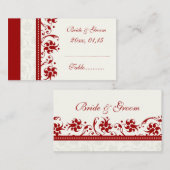 赤いフローラ結婚のテーブルプレイス設定カード プレイスカード (正面/裏面)