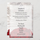 赤いフローラ結婚の花束の写真招待 招待状 (正面/裏面)