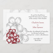 赤いフローラ結婚式招待状 招待状 (正面/裏面)