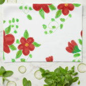 赤いフローラ設計者 キッチンタオル (折り畳み)