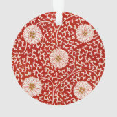 赤いフローラ鮮やか華美クラシックパターン オーナメント (裏面)
