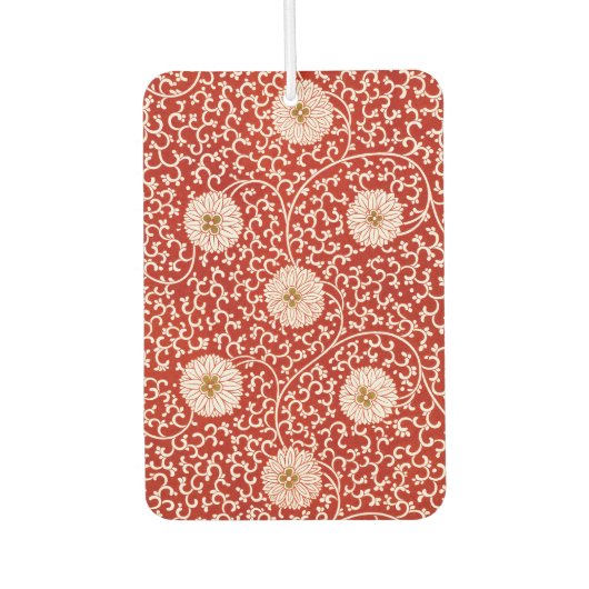 赤いフローラ鮮やか華美クラシックパターン カーエアーフレッシュナー (正面)