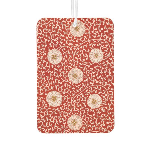 赤いフローラ鮮やか華美クラシックパターン カーエアーフレッシュナー (裏面)
