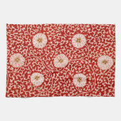 赤いフローラ鮮やか華美クラシックパターン キッチンタオル (横)