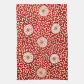 赤いフローラ鮮やか華美クラシックパターン キッチンタオル (縦)