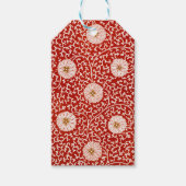 赤いフローラ鮮やか華美クラシックパターン ギフトタグ (正面)