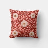 赤いフローラ鮮やか華美クラシックパターン クッション (正面)
