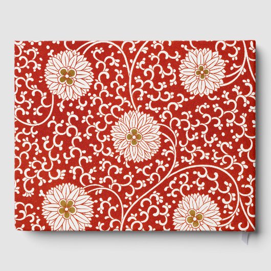 赤いフローラ鮮やか華美クラシックパターン ゲストブック (裏面)