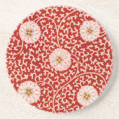 赤いフローラ鮮やか華美クラシックパターン コースター (正面)