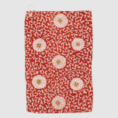 赤いフローラ鮮やか華美クラシックパターン ゴルフタオル (正面)