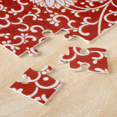 赤いフローラ鮮やか華美クラシックパターン ジグソーパズル (側面)