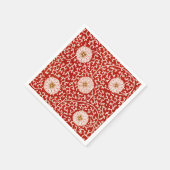 赤いフローラ鮮やか華美クラシックパターン スタンダードカクテルナプキン (角)