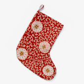 赤いフローラ鮮やか華美クラシックパターン スモールクリスマスストッキング (正面 (吊り時))