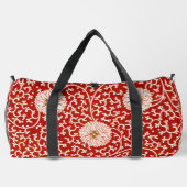 赤いフローラ鮮やか華美クラシックパターン ダッフルバッグ (裏面)