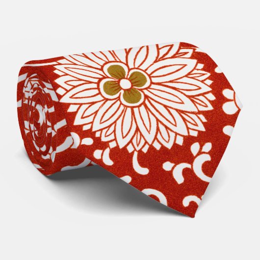 赤いフローラ鮮やか華美クラシックパターン ネクタイ (ロール)