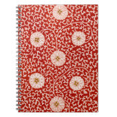 赤いフローラ鮮やか華美クラシックパターン ノートブック (正面)