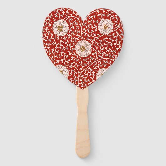 赤いフローラ鮮やか華美クラシックパターン ハンドファン (正面)