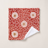 赤いフローラ鮮やか華美クラシックパターン バスタオルセット (ウォッシュタオル)