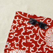 赤いフローラ鮮やか華美クラシックパターン ビーチタオル (インサイチュ)