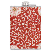 赤いフローラ鮮やか華美クラシックパターン フラスク (裏面)