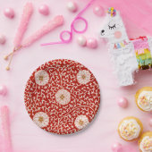 赤いフローラ鮮やか華美クラシックパターン ペーパープレート (パーティー)