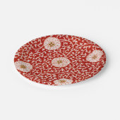 赤いフローラ鮮やか華美クラシックパターン ペーパープレート (アングル)