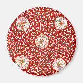 赤いフローラ鮮やか華美クラシックパターン マグネット (正面)