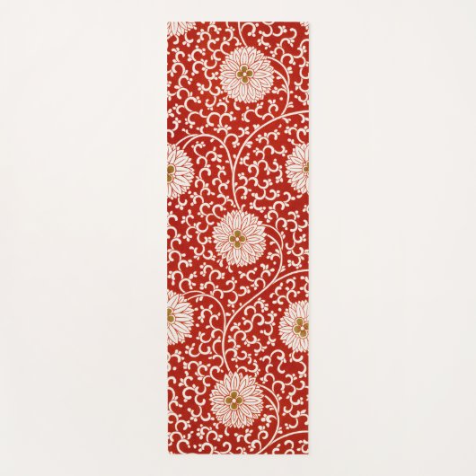 赤いフローラ鮮やか華美クラシックパターン ヨガマット (正面)